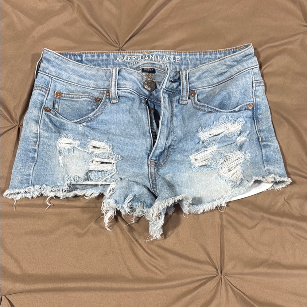 American Eagle Outfitters Blue Jean Shorts Distressed Style